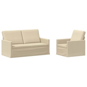 vidaXL Set de canapea 2 pcs Crem Țesătură