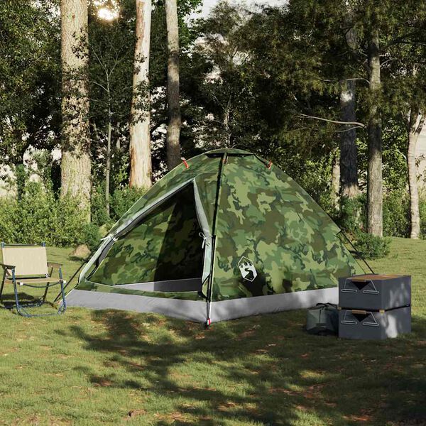 vidaXL Cort de camping cupolă pentru 4 persoane, camuflaj, impermeabil