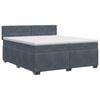 vidaXL Pat boxspring cu saltea Gri &icirc;nchis 200 x 200 cm Catifea