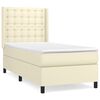 vidaXL Pat box spring cu saltea, crem, 90x200 cm, piele ecologică