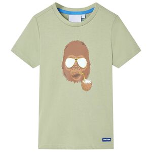vidaXL Tricou pentru copii cu m&acirc;neci scurte, kaki deschis, 116
