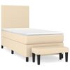 vidaXL Pat box spring cu saltea, crem, 90x190 cm, textil