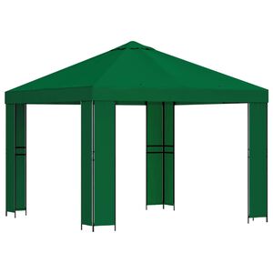 vidaXL Foișor 3 x 3 m Verde Poliester și oțel 190 gsm