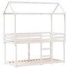 vidaXL Pat supraetajat cu acoperiș, alb, 90x190 cm, lemn masiv de pin