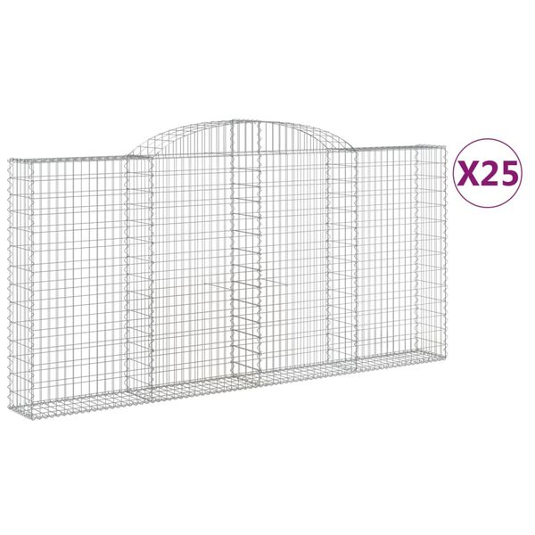 vidaXL Coșuri gabion arcuite 25 buc, 300x30x140/160cm, fier galvanizat
