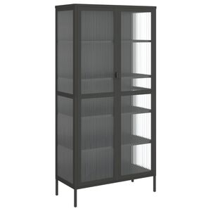 vidaXL Dulap &icirc;nalt, negru, 85x40x180 cm, sticlă și oțel