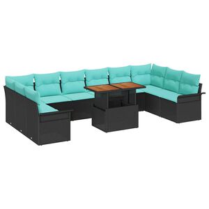 vidaXL Set de canapele pentru grădină 11 pcs Negru și Albastru