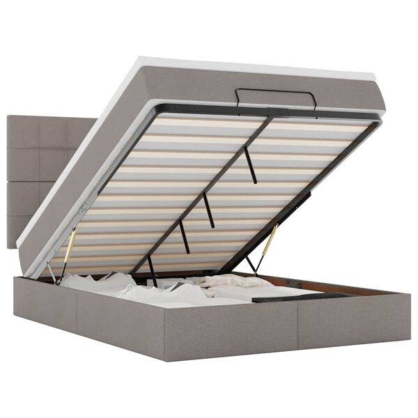 vidaXL Cadru de pat otoman cu saltea Taupe 140x200cm Material