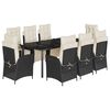 vidaXL Set mobilier de grădină cu perne, 9 piese, negru, poliratan