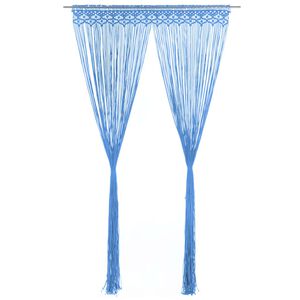 vidaXL Perdea macrame, albastru, 140 x 240 cm, bumbac