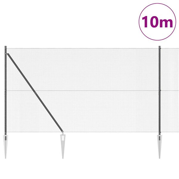 vidaXL St&acirc;lp de gard. Gri 10 x 1,6 m (plasă de 12 x 12 mm) Oțel și PVC