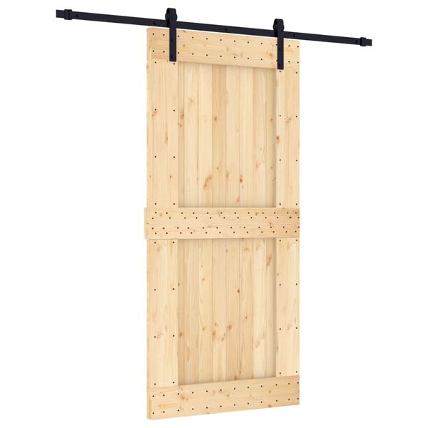 vidaXL Ușă glisantă cu set de feronerie 95x210 cm, lemn masiv de pin