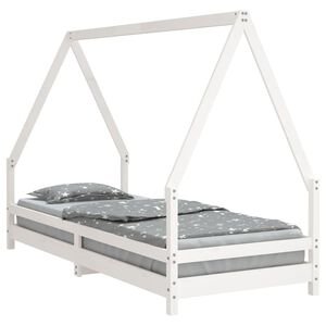 vidaXL Cadru de pat pentru copii, alb, 90x200 cm, lemn masiv de pin
