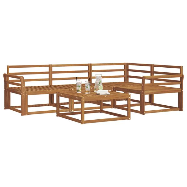 vidaXL Set de canapele de exterior 5 pcs natural Lemn Solid de Acacia