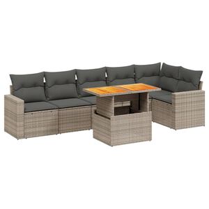 vidaXL Set canapele de grădină, 7 piese, cu perne, gri, poliratan