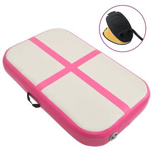 vidaXL Saltea gimnastică gonflabilă cu pompă, roz, 60x100x15 cm, PVC