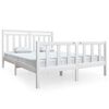vidaXL Cadru de pat King Size, alb, 150x200 cm, lemn masiv