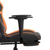 vidaXL Scaun gaming masaj/suport picioare, negru/portocaliu, piele eco