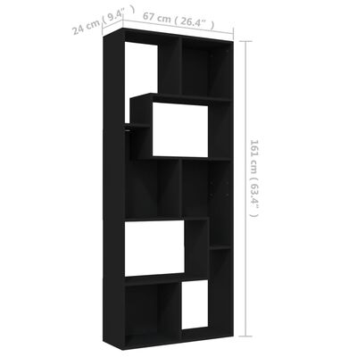 vidaXL Bibliotecă, negru, 67 x 24 x 161 cm, PAL