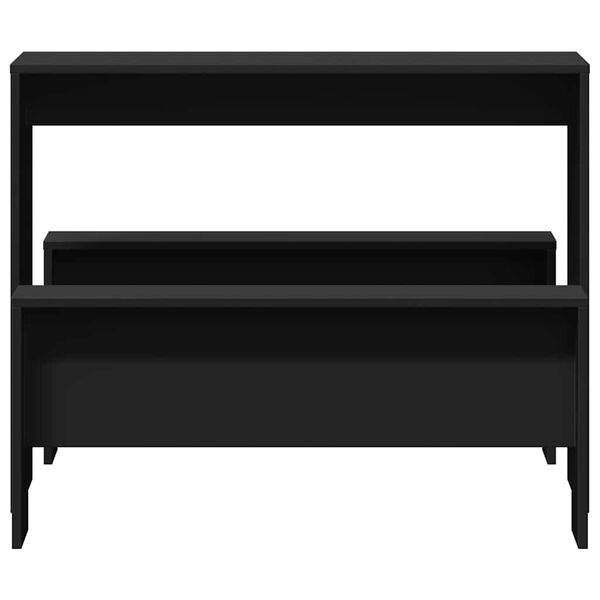 vidaXL Set masă și bănci de bucătărie, 3 piese, negru, lemn prelucrat