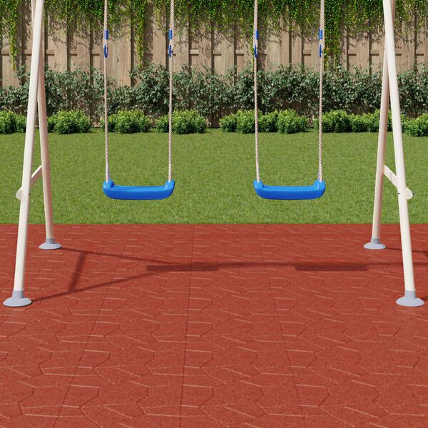 vidaXL Piatra de pași 6 pcs Roșu 40,5 x 40,5 x 2 cm Cauciuc