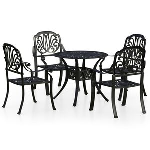 vidaXL Set mobilier bistro, 5 piese, negru, aluminiu turnat