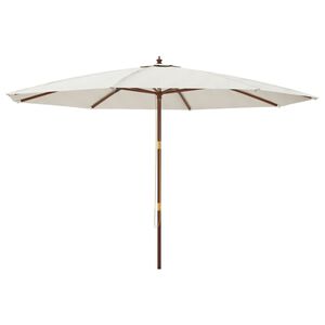 vidaXL Umbrelă de soare de grădină st&acirc;lp din lemn, nisipiu, 400x273 cm