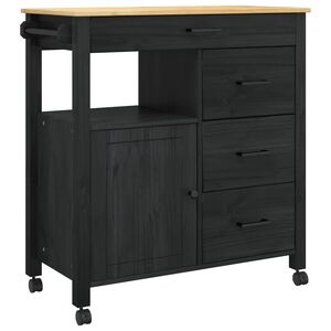 vidaXL Troler de Bucătărie MONZA Negru 84 x 40 x 88,5 cm