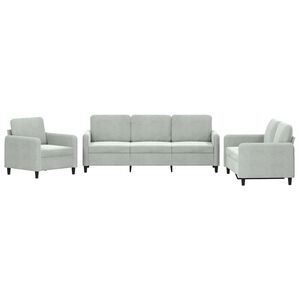 vidaXL Set de canapele, 3 piese, gri deschis, catifea