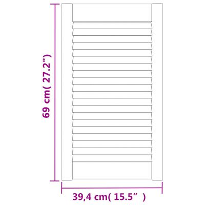vidaXL Uși dulap design lambriu 2 buc. alb 69x39,4 cm, lemn masiv pin