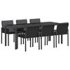 vidaXL Set de masă pentru grădină 7 buc. Negru poliratan