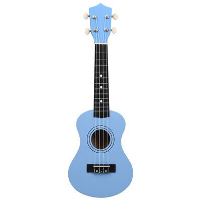 vidaXL Set ukulele Soprano pentru copii, cu husă, bleu, 21"