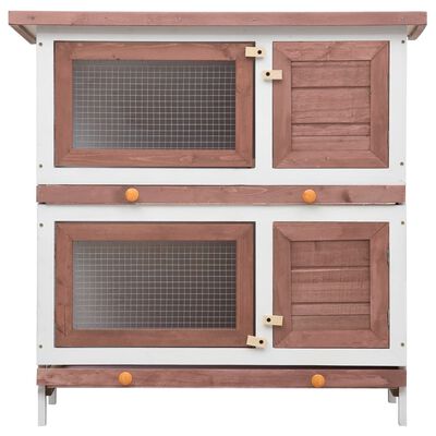 vidaXL Cușcă de iepuri pentru exterior, 4 uși, maro, lemn