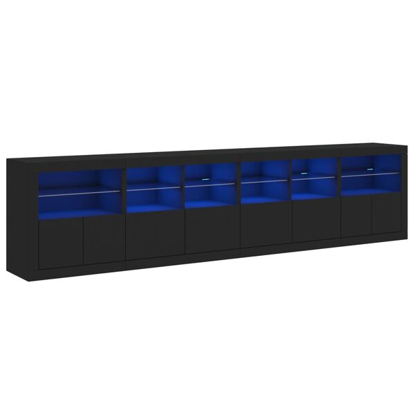 vidaXL Dulap cu lumini LED, negru, 283x37x67 cm