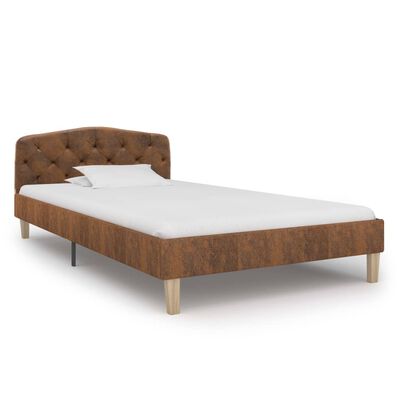 vidaXL Cadru de pat, maro, 90x200 cm, piele întoarsă ecologică