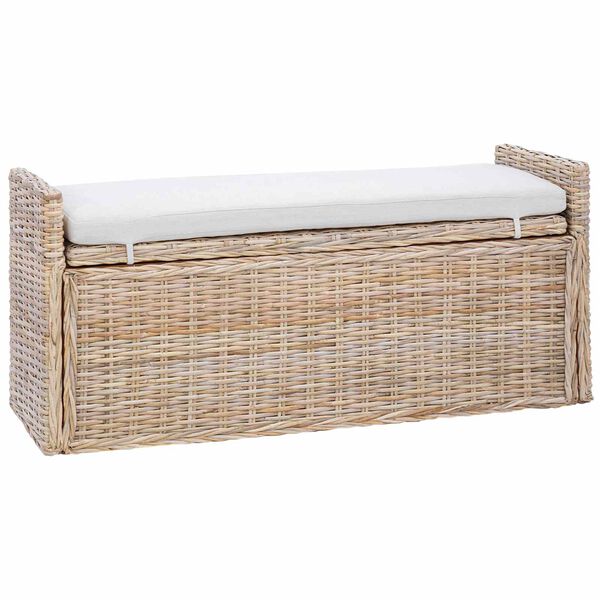 vidaXL Bancă cu spațiu de depozitare natural 110 x 40 x 50 cm Ratan