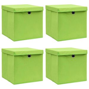 vidaXL Cutii depozitare cu capace 4 buc. verde, 32x32x32 cm, textil