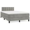 vidaXL Pat box spring cu saltea, gri deschis, 120x200 cm, catifea