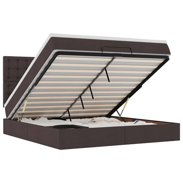 vidaXL Cadru de pat otoman cu saltea țesătură maro închis 160x200cm