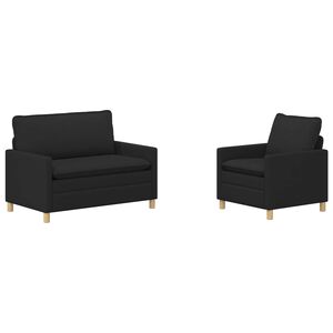 vidaXL Set de canapea 2 buc. Negru Țesătură