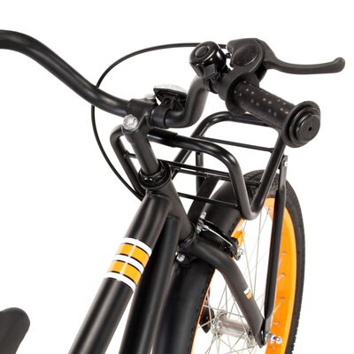 vidaXL Bicicletă copii cu suport frontal, negru și portocaliu, 18 inci