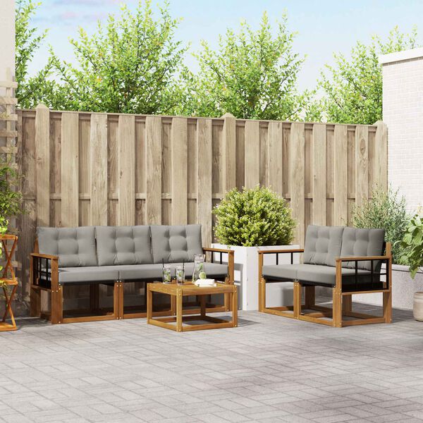 vidaXL Set de canapele de exterior 6 pcs Gri natural și deschis