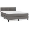 vidaXL Pat box spring cu saltea, gri, 140x190 cm, piele ecologică