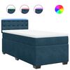 vidaXL Pat box spring cu saltea, albastru, 100x200 cm, catifea