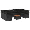 vidaXL Set canapele de grădină cu perne, 10 piese, negru, poliratan