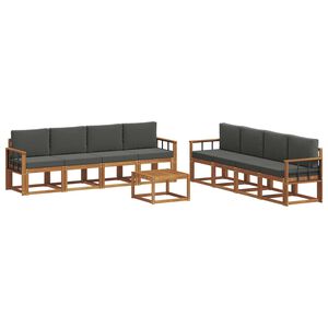 vidaXL Set de canapele de exterior cu pernă 9 pcs Natural și Antracit