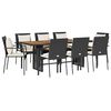 vidaXL Set mobilier de grădină cu perne, 9 piese, negru, poliratan