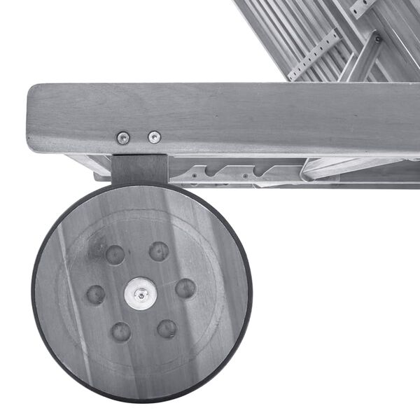 vidaXL Șezlong grădină cu perne, 2 persoane, gri, lemn masiv acacia