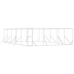 vidaXL Padoc de exterior pentru c&acirc;ini argintiu 6x10x2m oțel galvanizat