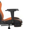 vidaXL Scaun gaming masaj/suport picioare, negru/portocaliu, piele eco